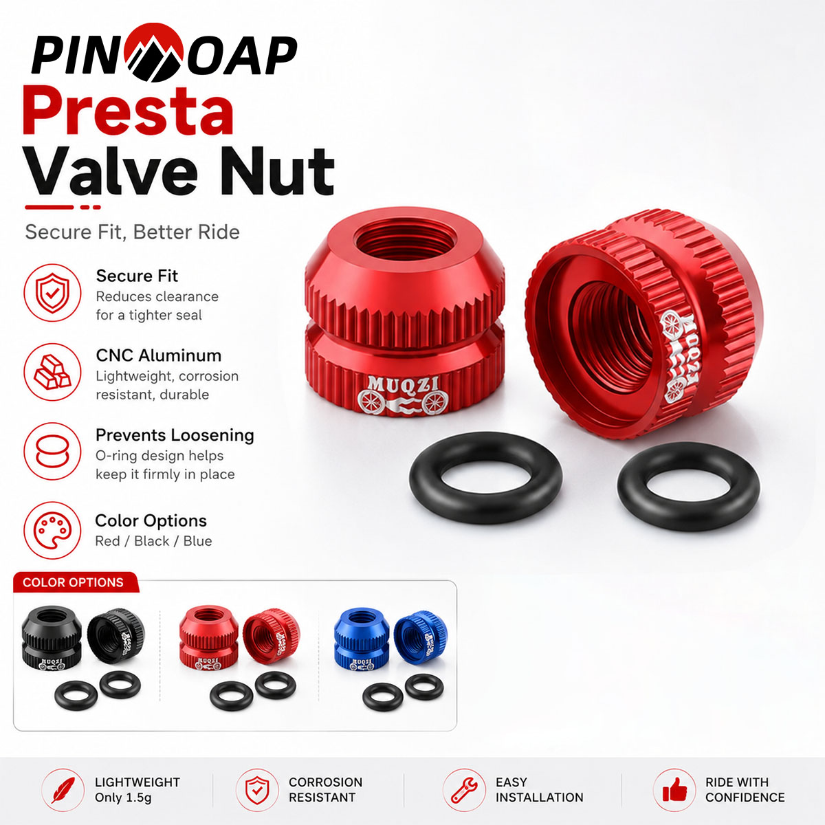 Commuter Bike Lock - PINMOAP 2PCS Bicycle Presta Valve Nut