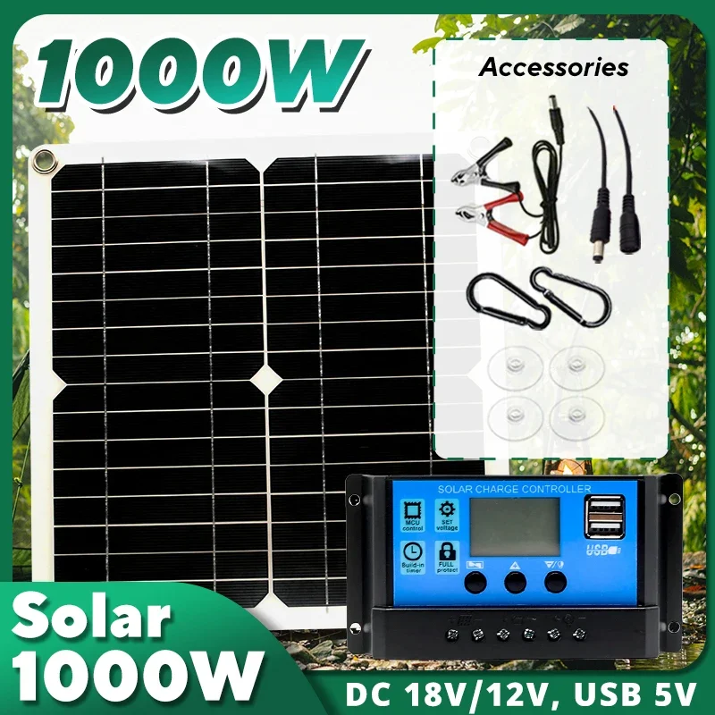 1000W Solar Panel Kit,12V Sola - Usb Charger Dynamo 评论和价格